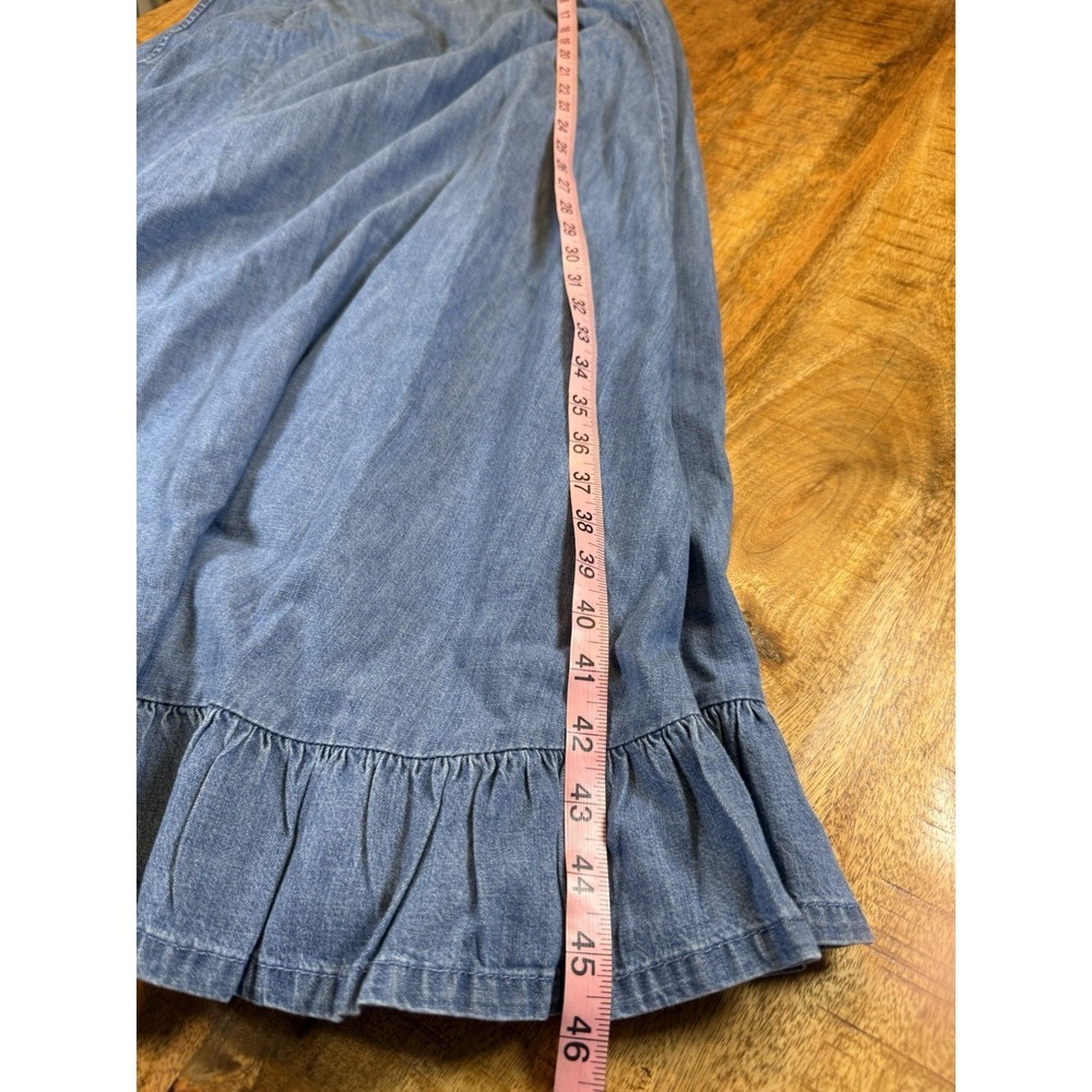 Free People Another Season Midi Dress M Boardwalk Blue Denim $198 Flaw - Picture 15 of 15